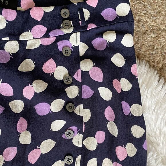 Talbots Wrap Around Side Button Midi Skirt New Leaf Print Lined Womens Size 8 - Picture 3 of 11